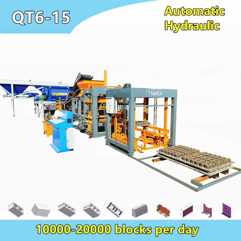 QT6-15 Automatic Hydraulic Concrete Cement Bricks Making Machine Price