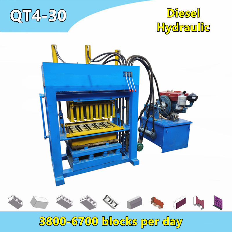 QT4-30 Diesel Powered Hydraulic Cement Concrete Paver Block Making Machine