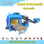 QT4-20 manual operate hydraulic semi automatic concrete hollow block machine for cement paver curb stone